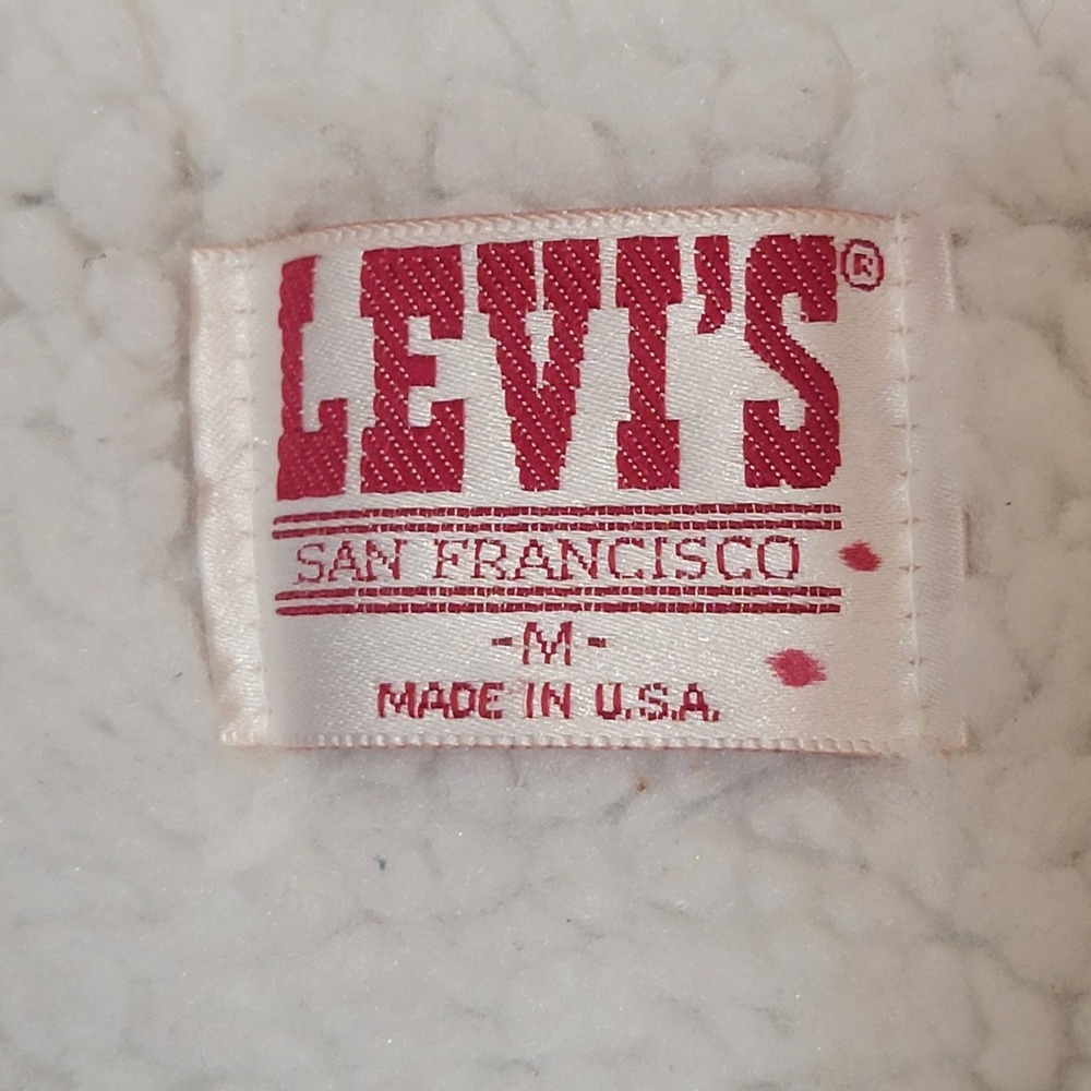 Vintage 90s Levi's Denim Trucker Jacket Sherpa Lined Jean Jacket Winter Medium - Picture 15 of 16